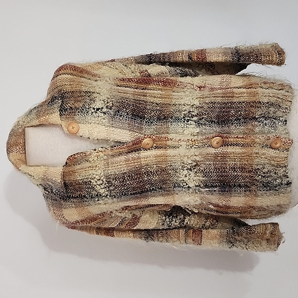 Elizabeth Jenkins Taos Jacket Plaid Wool Blend Artisan Tan Multicolor Size XL - Picture 10 of 16